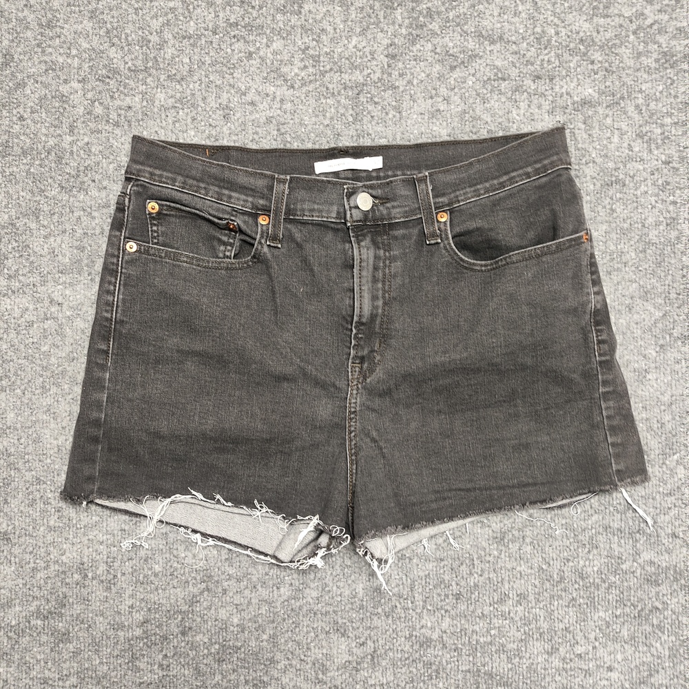 Levis Denim Shorts Womens 32 Gray High Rise Cutoff Raw Hem Summer Casual